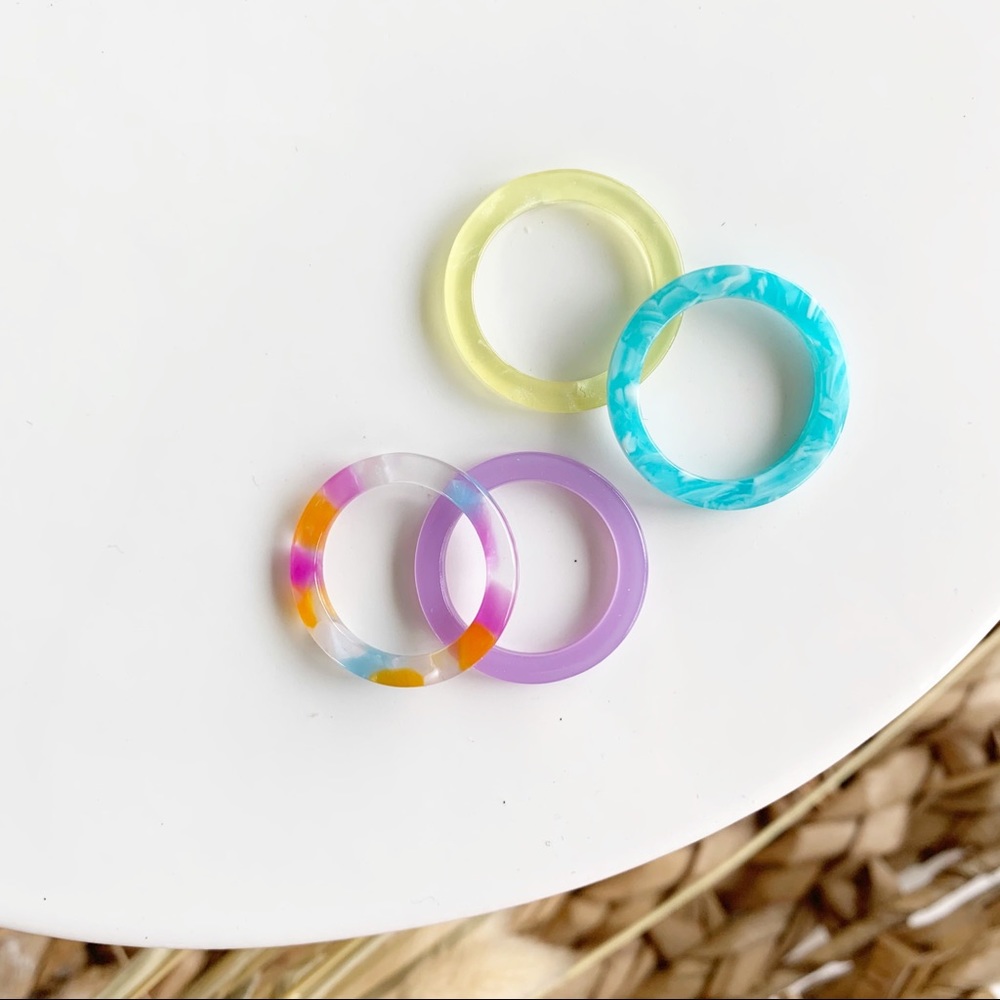 Resin colorful summer ring set bundle